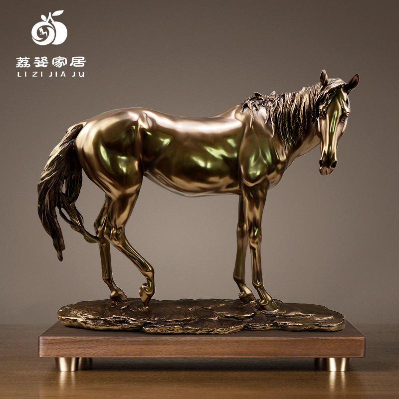 创意树脂工艺品冷铸铜自由马摆件