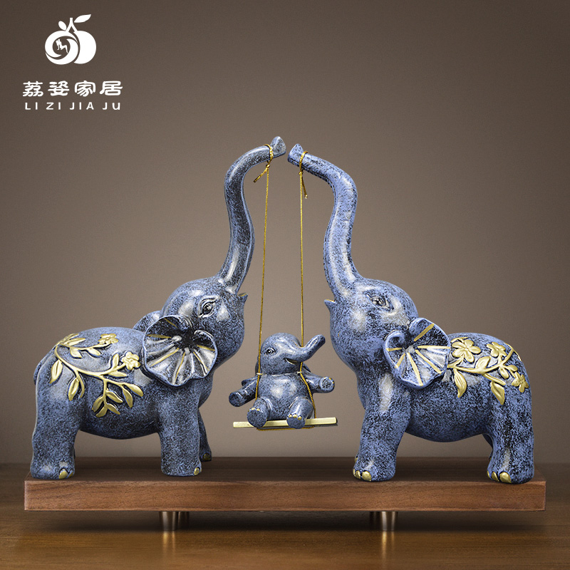 三只小象，十分适合温馨生活的创意工艺品摆件